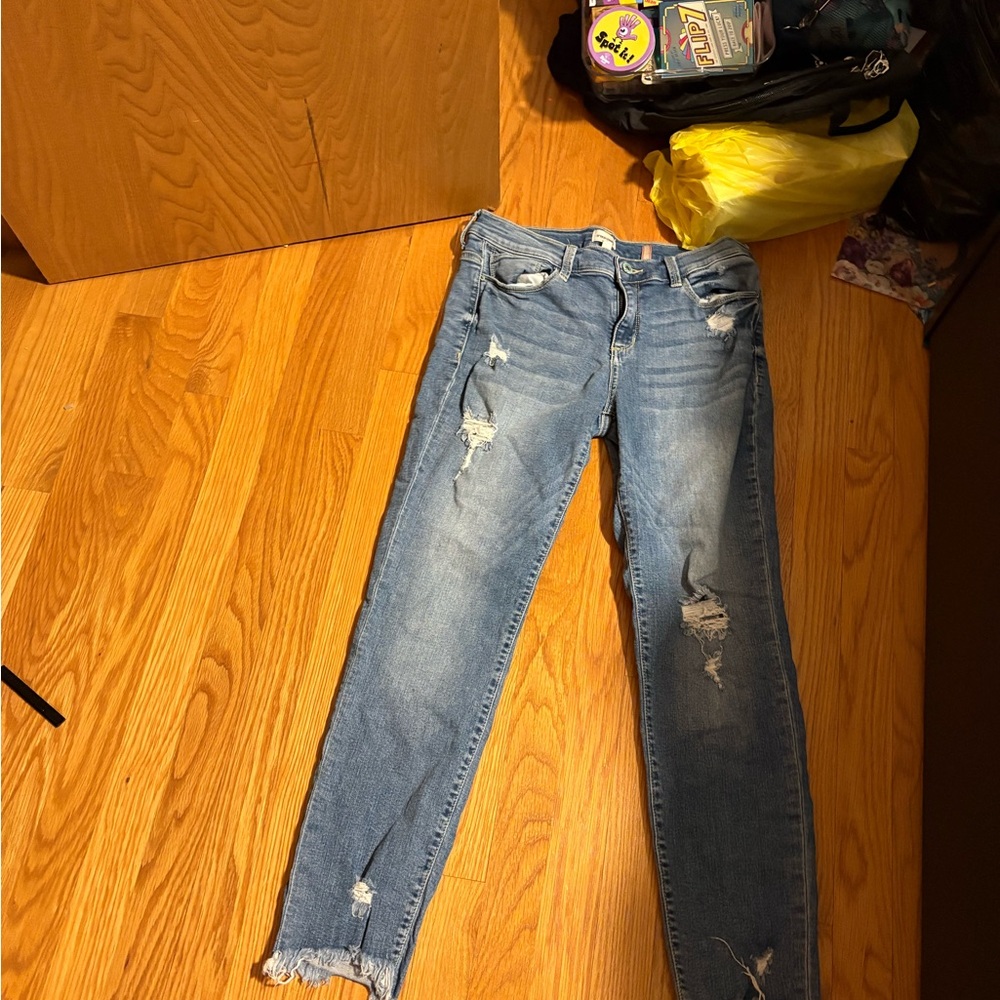 Sneak Peek Blue Distressed Skinny Jeans